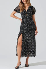 ASTR Bennet Dress in Black Polkadot