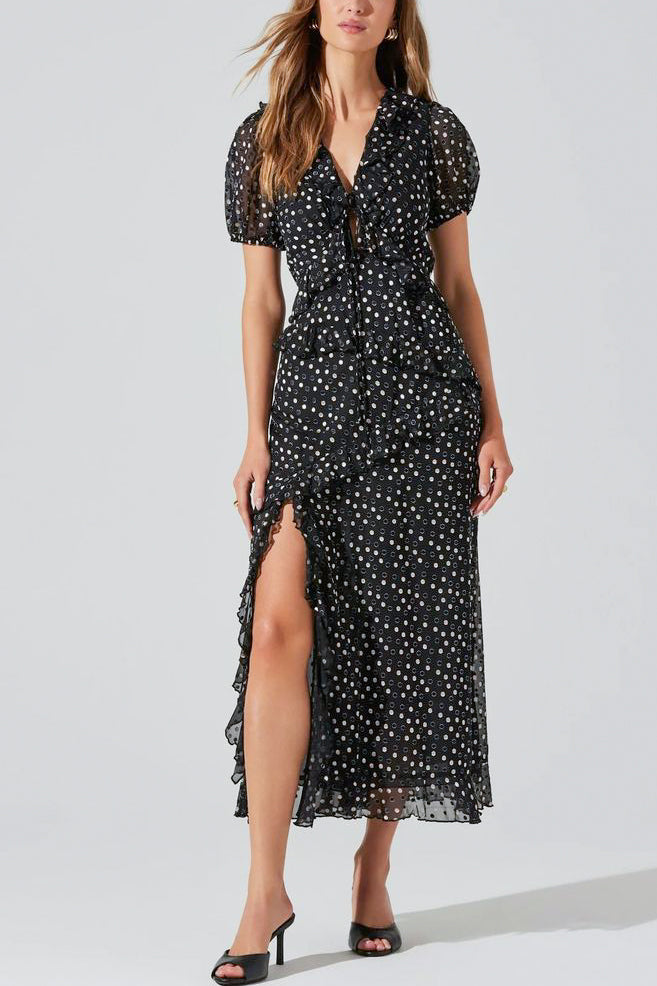 ASTR Bennet Dress in Black Polkadot