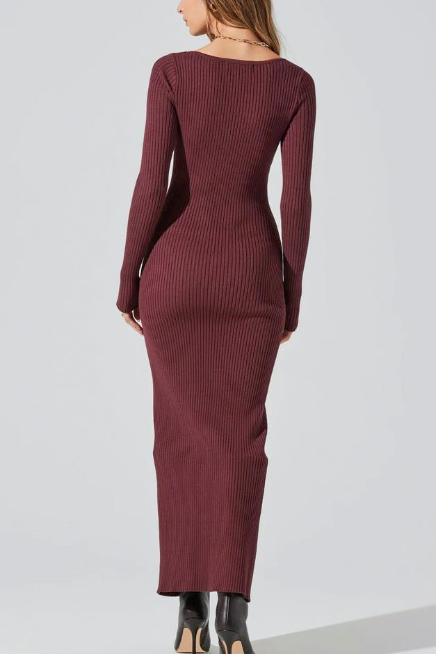 ASTR Glenda Sweater Dress in Mulberry