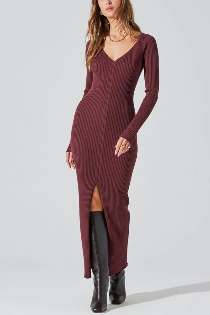 ASTR Glenda Sweater Dress in Mulberry