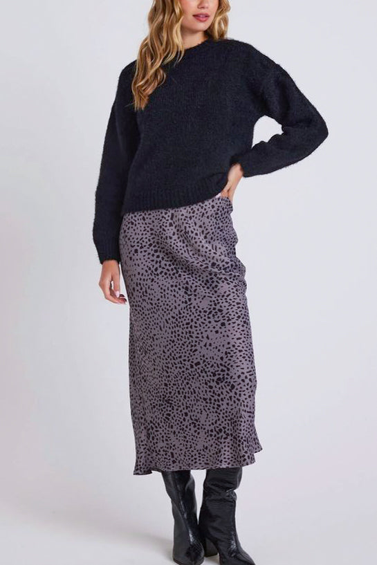 Bella Dahl Bias Midi Skirt in Onyx Steel