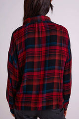 Bella Dahl Drop Shoulder Pullover in Winter Berry Plaid