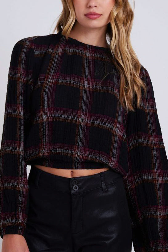 Bella Dahl Elastic Shirred Top in Autumn Sunset Plaid