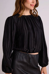 Bella Dahl Elastic Shirred Top in Black