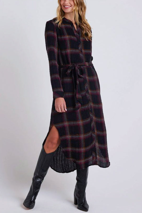 Bella Dahl Flowy Hem Maxi Dress in Autumn Sunset Plaid