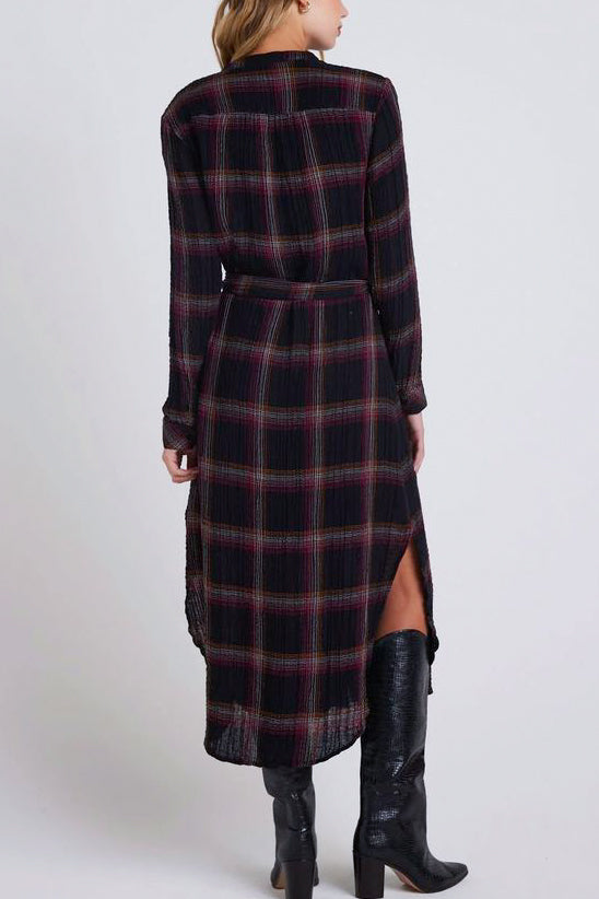 Bella Dahl Flowy Hem Maxi Dress in Autumn Sunset Plaid