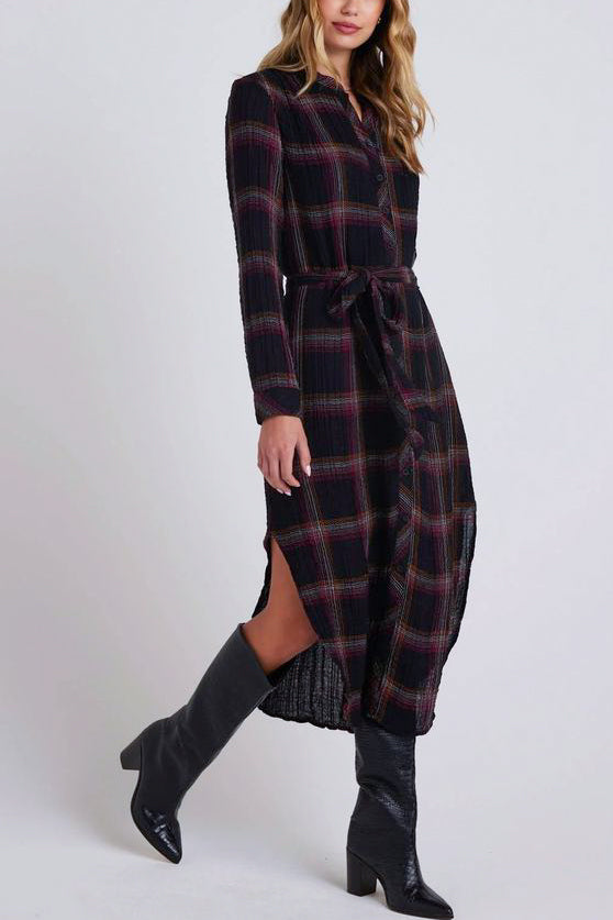 Bella Dahl Flowy Hem Maxi Dress in Autumn Sunset Plaid