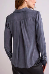 Bella Dahl Flowy Wide Collar Button Down in Slate Stone