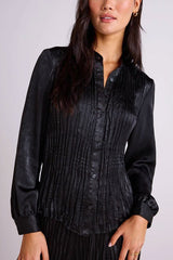 Bella Dahl Pleated Bodice Shirt in Black