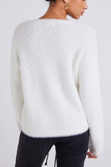 Bella Dahl Slouchy V-Neck Sweater in Winter White