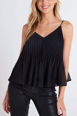 Bella Dahl Sunburst Pleated Camisole in Black