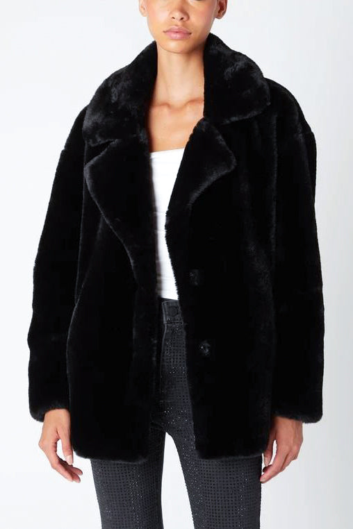 Blank NYC Fuzzy Paws Faux Fur Jacket in Black