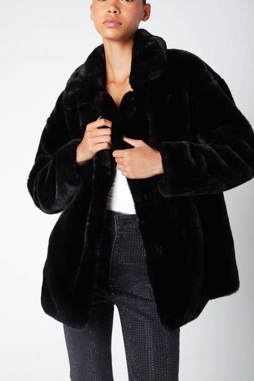 Blank NYC Fuzzy Paws Faux Fur Jacket in Black