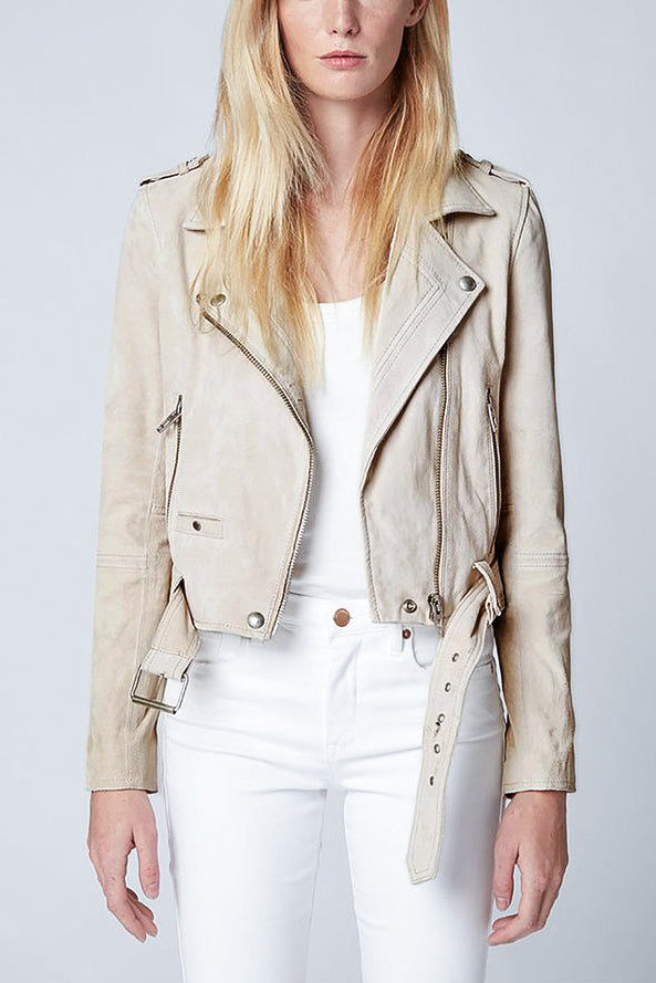 Blank NYC Jacket in White Sand Suede