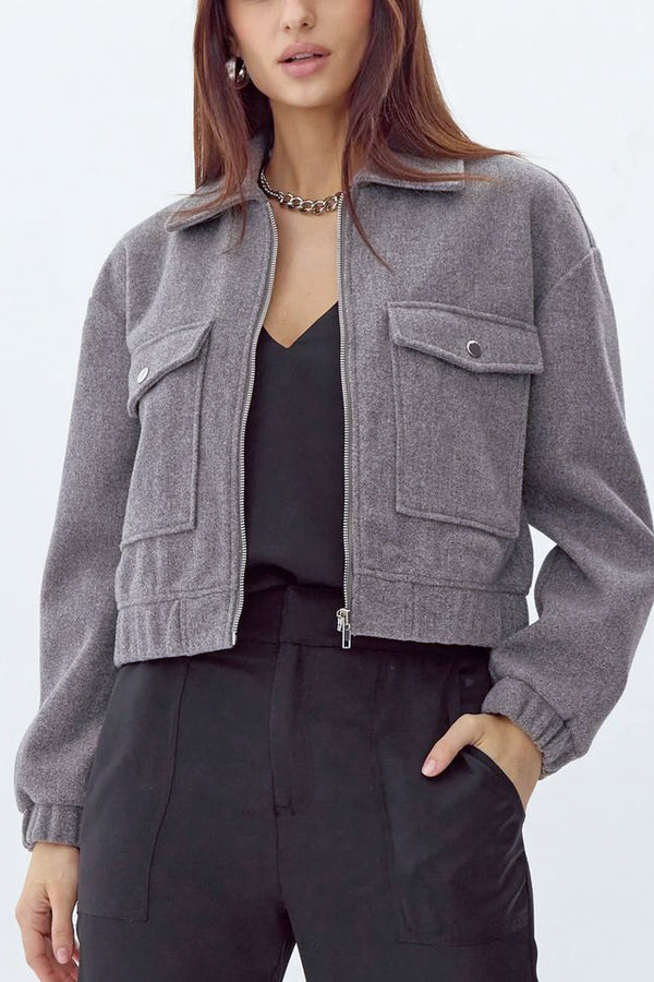 Greylin Melie Bomber in Charcoal Heather