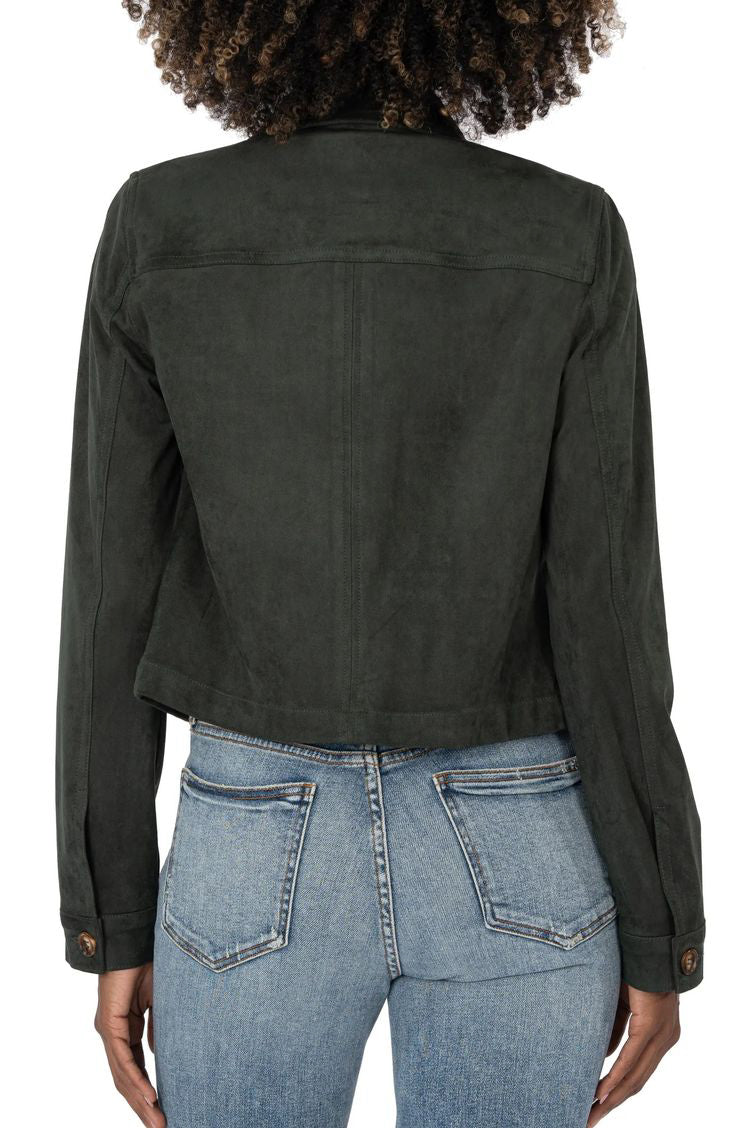 Kut From The Kloth Matilda Crop Trucker Jacket in Hunter Green