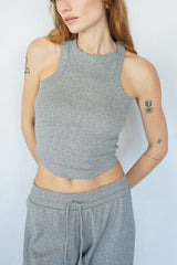 LNA Detra Cotton Rib Tank in Heather Grey