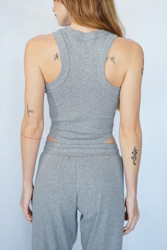 LNA Detra Cotton Rib Tank in Heather Grey