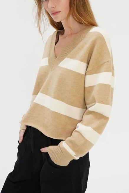 LNA Morjana Sweater in Camel Stripe