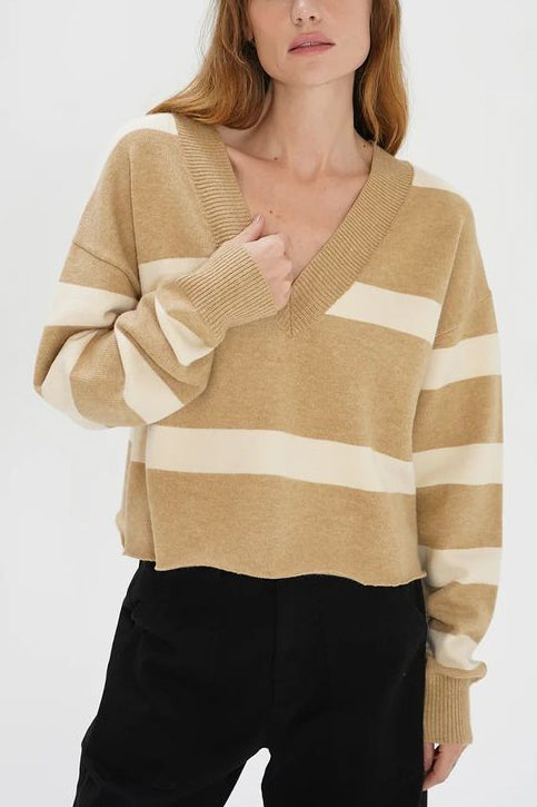 LNA Morjana Sweater in Camel Stripe