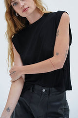 LNA Oren Ribbed Top in Black