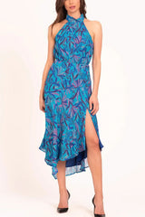 Lavender Brown Delaney Dress in Blue Multi