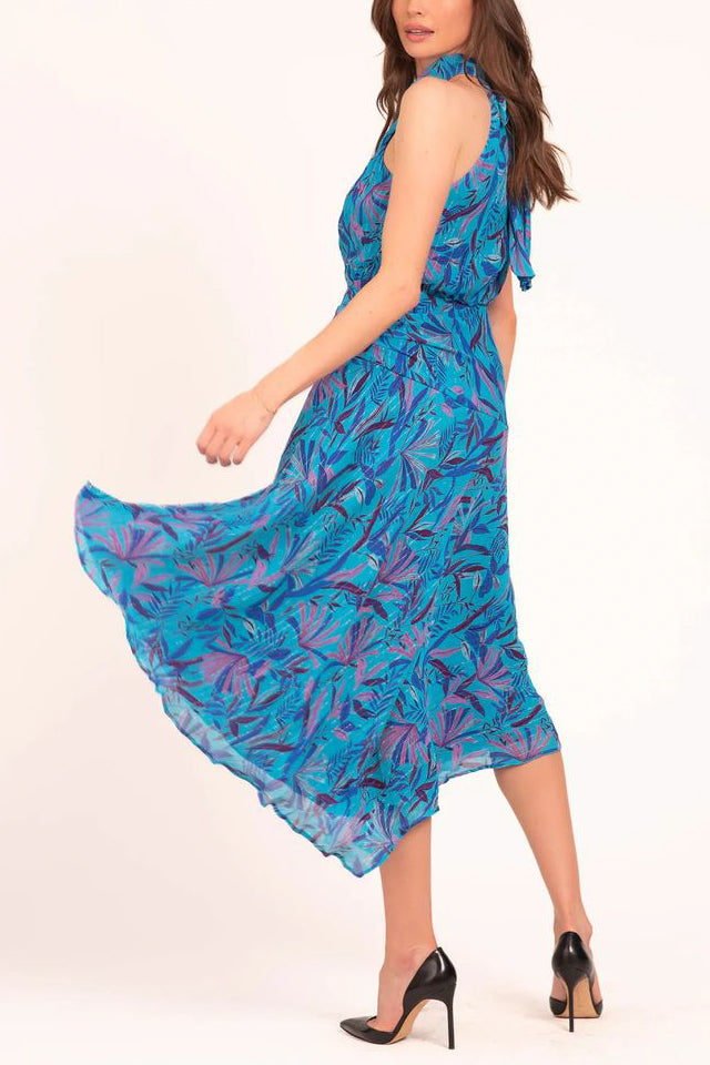 Lavender Brown Delaney Dress in Blue Multi