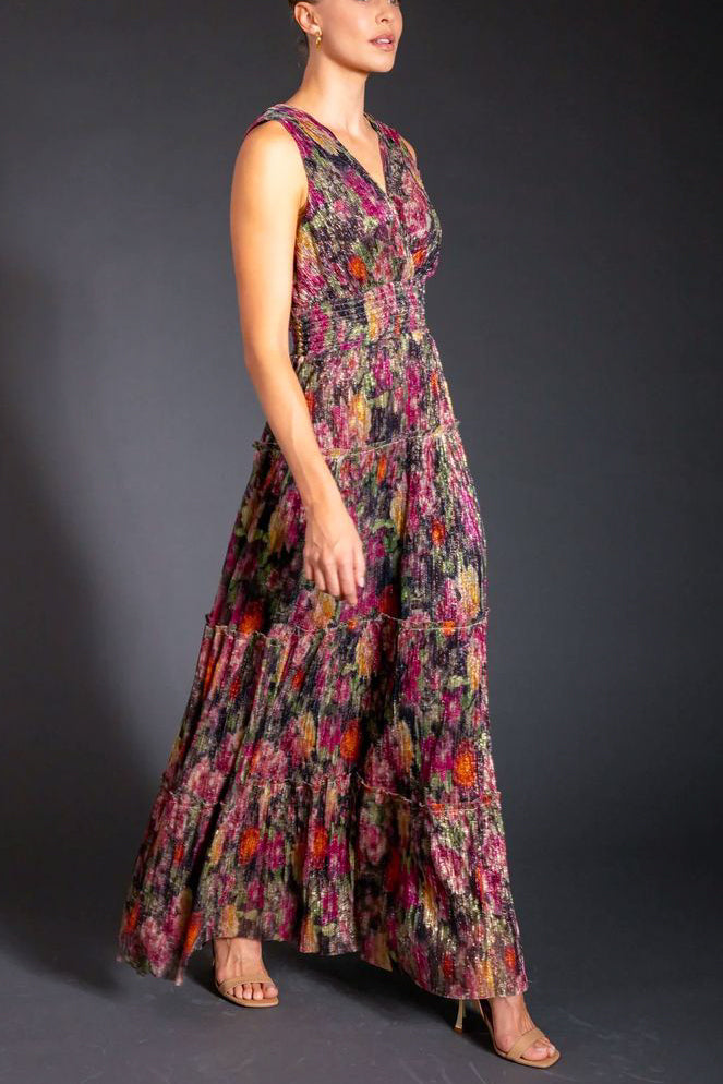 Lavender Brown Mercy Maxi Dress in Plum Multi