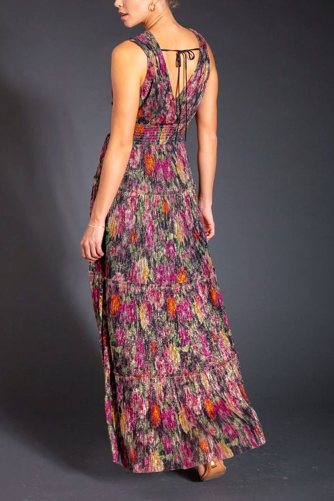 Lavender Brown Mercy Maxi Dress in Plum Multi