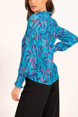 Lavender Brown Molly Top in Blue Multi