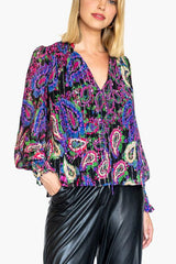 Lavender Brown Molly Top in Fuschia Multi