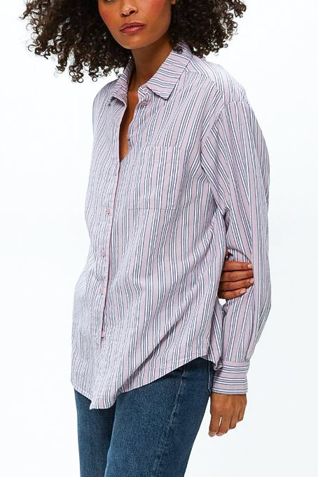 Michael Stars Beau oversized Button Down in Sachet Stripe