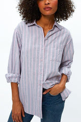 Michael Stars Beau oversized Button Down in Sachet Stripe