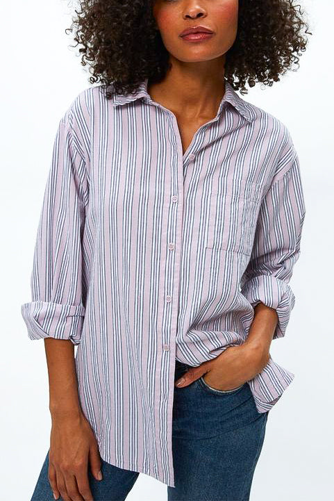 Michael Stars Beau oversized Button Down in Sachet Stripe