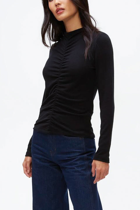 Michael Stars Evelyn Ruched Top in Black