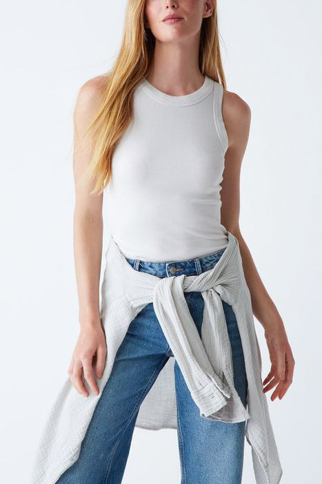 Michael Stars Halley Ruched Side Top in Chalk