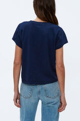 Michael Stars Harlan Cropped V Neck Tee in Nocturnal