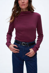 Michael Stars Janine Mock Neck Top in Beetroot