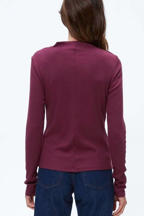 Michael Stars Janine Mock Neck Top in Beetroot