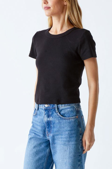 Michael Stars Mimi Crop Tee in Black