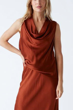 Michael Stars Mitzi Sleeveless Cowl Neck Top in Lava