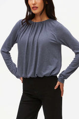 Michael Stars Sona Long Sleeve Bubble Top in Heather Nocturnal