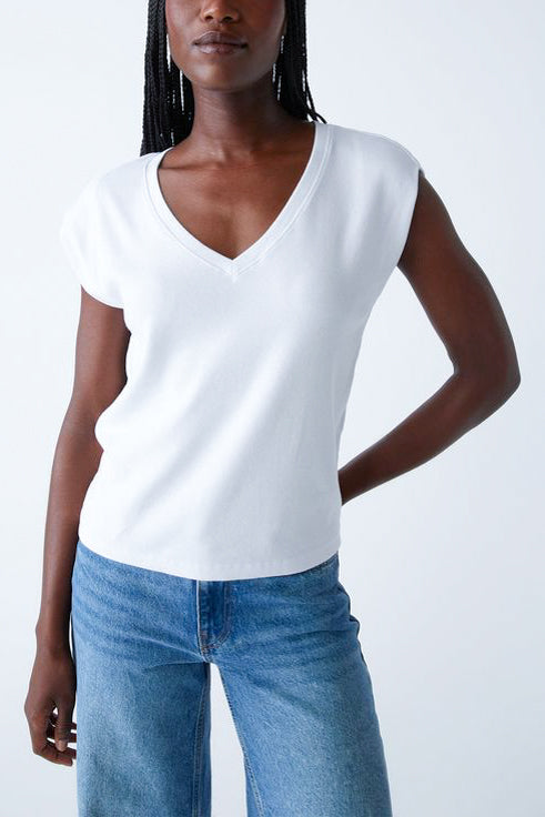 Michael Stars Tati V Neck in White