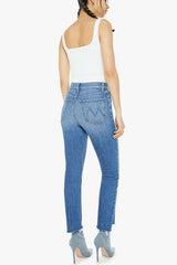 Mother Denim High Waisted Rider Ankle Step Fray in Loafers and Lassos