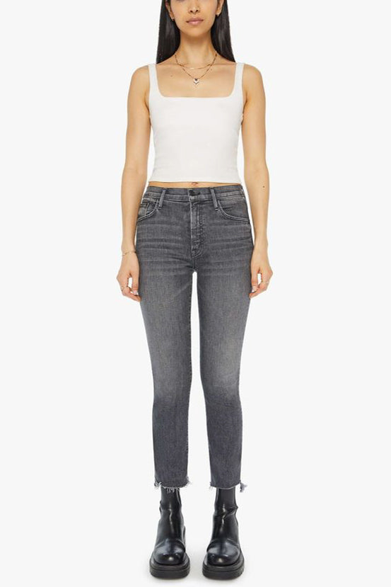 Mother Denim Insider Crop Step Fray in Up in Smoke