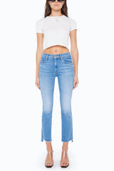 Mother Denim The Insider Crop Step Fray in Out Of The Blue