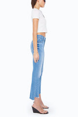 Mother Denim The Insider Crop Step Fray in Out Of The Blue