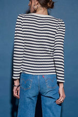 Nation Amelie Envelope Neck Top in Pointelle Stripe