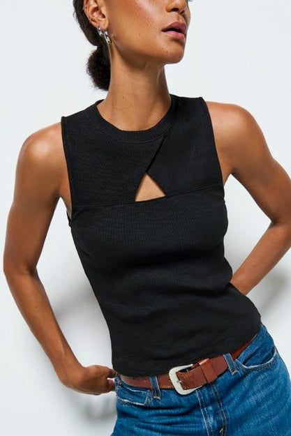 Nation Ellie Keyhole Top in Jet Black