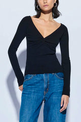 Nation Los Angeles Lani Long Sleeve Top in Jet Black